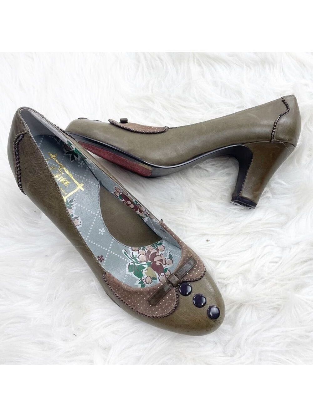 Miss L-Fire Oliver Grey Shabby Chic OxfordPump Heels